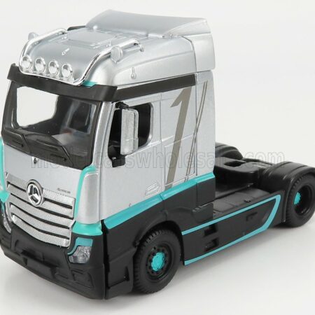 BURAGO 1/43 MERCEDES BENZ | ACTROS 2 GIGASPACE TRACTOR TRUCK 3-ASSI 2016 - F1 WORLD CHAMPION TEAM AMG PETRONAS MOTORSPORT FORMULA ONE COULORS | SILVER BLACK GREEN