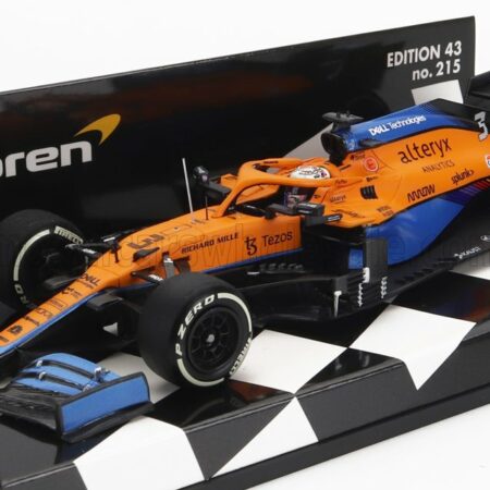 MINICHAMPS 1/43 McLAREN | F1  MCL35L MERCEDES M12 EQ POWER+ TEAM MCLAREN N 3 WINNER ITALY GP 2021 DANIEL RICCIARDO | ORANGE LIGHT BLUE