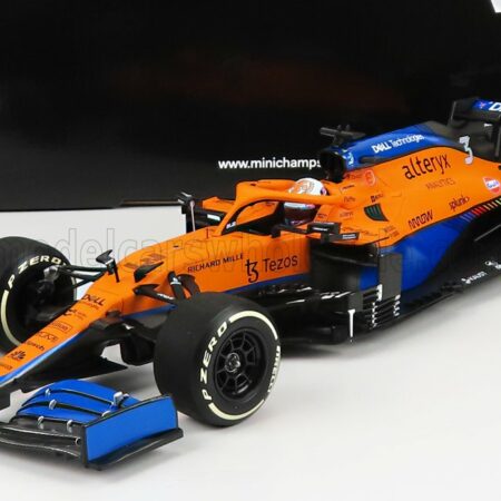 MINICHAMPS 1/18 McLAREN | F1  MCL35L MERCEDES M12 EQ POWER+ TEAM MCLAREN N 3 WINNER ITALY GP 2021 DANIEL RICCIARDO | ORANGE LIGHT BLUE