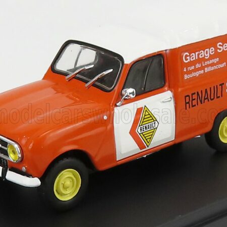 EDICOLA 1/43 RENAULT | R4 VAN FOURGONETTE GARAGE SEGUIN RENAULT SERVICE 1952 | ORANGE WHITE