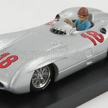 BRUMM 1/43 MERCEDES BENZ | F1  W196C N 18 JUAN MANUEL FANGIO SEASON 1954 WORLD CHAMPION - WITH DRIVER FIGURE | SILVER