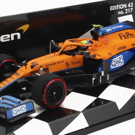 MINICHAMPS 1/43 McLAREN | F1  MCL35L MERCEDES M12 EQ POWER+ TEAM MCLAREN N 4 POLE POSITION SOTCHI RUSSIAN GP 2021 LANDO NORRIS | ORANGE LIGHT BLUE