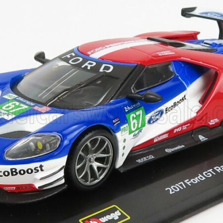 BURAGO 1/32 FORD USA | GT 3.5L TURBO V6 TEAM FORD CHIP GANASSI UK N 67 LMGTE PRO 2nd 24h LE MANS 2017 H.TINCKNELL - A.PRIAULX - P.DERANI | RED BLUE WHITE