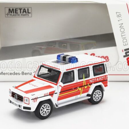 SCHUCO 1/87 MERCEDES BENZ | G-CLASS NOTARZT POLICE 1995 | WHITE RED