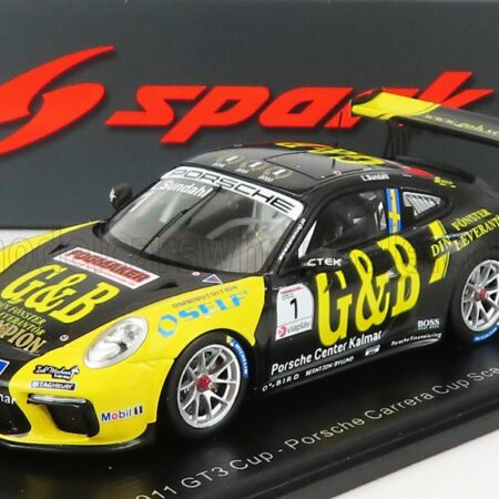 SPARK-MODEL 1/43 PORSCHE | 911 991-2 GT3 CUP N 11 PORSCHE CARRERA CUP SCANDINAVIE CHAMPION 2020 L.SUNDAHL | BLACK YELLOW