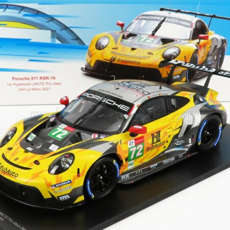 SPARK-MODEL 1/18 PORSCHE | 911 991-2 4.2L RSR-19 TEAM HUBAUTO RACING N 72 24h HYPERPOLE GTPRO CLASS LE MANS 2021 M.MARTIN - A.PARENTE - D.VANTHOOR | YELLOW GREY