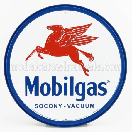 EDICOLA 1/1 ACCESSORIES | METAL ROUND PLATE - MOBILGAS SOCONY VACUUM | WHITE BLUE RED