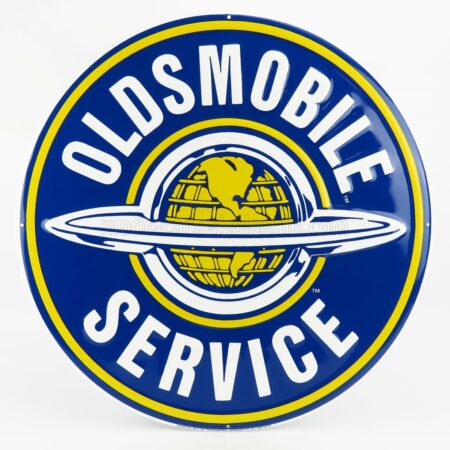 EDICOLA 1/1 ACCESSORIES | METAL ROUND PLATE - OLDSMOBILE SERVICE | BLUE YELLOW