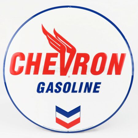 EDICOLA 1/1 ACCESSORIES | METAL ROUND PLATE - CHEVRON GASOLINE | WHITE RED BLUE