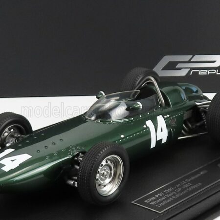 GP-REPLICAS 1/18 BRM | F1 P57 BRM TEAM N 14 WINNER ITALIAN GP MONZA WORLD CHAMPION 1962  GRAHAM HILL - CON VETRINA - WITH SHOWCASE | GREEN MET