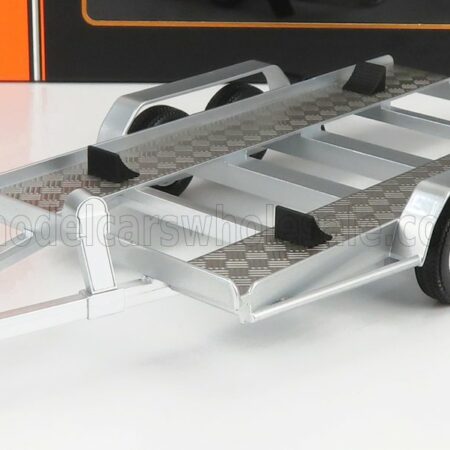 IXO-MODELS 1/18 ACCESSORIES | CARRELLO TRASPORTO AUTO - CAR TRANSPORTER TRAILER SILVER WHEELS - CAR NOT INCLUDED | SILVER BLACK