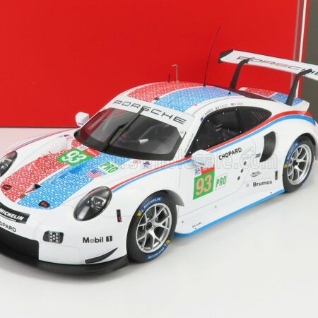 IXO-MODELS 1/18 PORSCHE | 911 991 RSR 4.0L FLAT-6 PORSCHE GT TEAM N 93 3rd LMGTE PRO CLASS 22th 24h LE MANS 2019 P.PILET - E.BAMBER - N.TANDY | WHITE BLUE RED