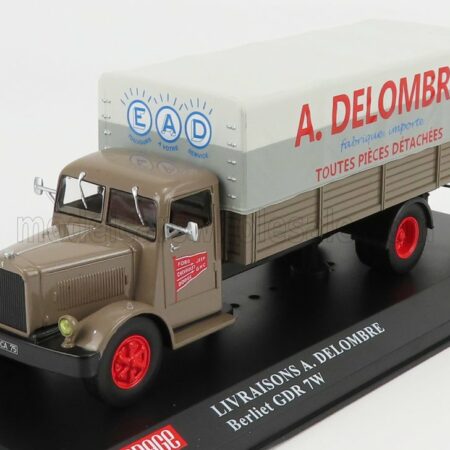 EDICOLA 1/43 BERLIET | GDR 7W TRUCK TELONATO LIVRAISONS A.DELOMBRE 1954 | BROWN GREY