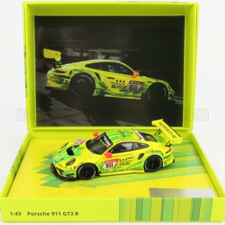 MINICHAMPS 1/43 PORSCHE | 911 991-2 GT3 R TEAM MANTHEY RACING N 911 2nd 24h NURBURGRING 2019 E.BAMBER - M.CHRISTENSEN - K.ESTRE | YELLOW GREEN