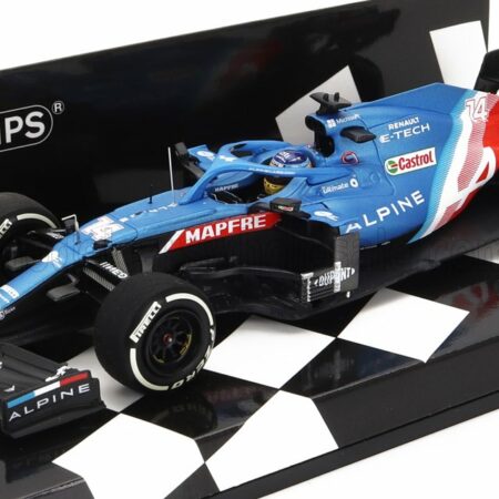 MINICHAMPS 1/43 ALPINE | F1  A521 RENAULT E-TECH 20B TEAM ALPINE N 14 3rd QATAR GP 2021 FERNANDO ALONSO | BLUE MET RED WHITE