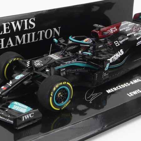 MINICHAMPS 1/43 MERCEDES GP | F1  W12 MERCEDES M12 EQ POWER+ TEAM AMG PETRONAS MOTORSPORT FORMULA ONE N 44 WINNER QATAR GP 2021 LEWIS HAMILTON | BLACK GREEN