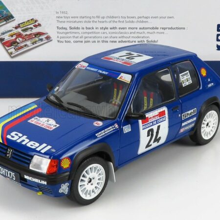 SOLIDO 1/18 PEUGEOT | 205 N 24 RALLY TOUR DE CORSE 1990 R.BOURCIER - B.FRANGIN | BLUE