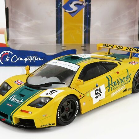 SOLIDO 1/18 McLAREN | F-1 GTR BMW S70 6.1L V12 TEAM HARRODS MACH ONE RACING N 51 3rd 24h LE MANS 1995 A.WALLACE - D.BELL - J.BELL | YELLOW GREEN