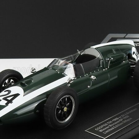 GP-REPLICAS 1/18 COOPER | F1  T51 CLIMAX TEAM COOPER CAR COMPANY N 24 WINNER MONACO GP JACK BRABHAM 1959 WORLD CHAMPION - CON VETRINA - WITH SHOWCASE | GREEN WHITE