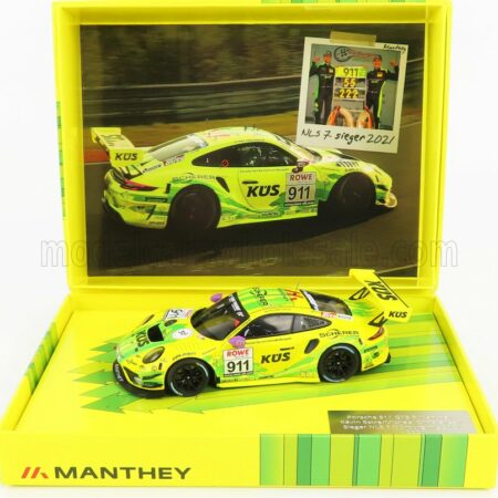 MINICHAMPS 1/43 PORSCHE | 911 991-2 GT3 R TEAM MANTHEY RACING N 911 WINNER NLS7 ROWE 6h ADAC RUHR - POKAL - RENNEN NURBURGRING 2021 K.ESTRE - M.CHRISTENSEN | YELLOW GREEN