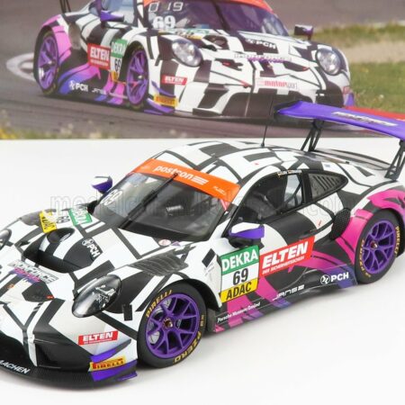 MINICHAMPS 1/18 PORSCHE | 911 991 GT3 R TEAM IRON FORCE RACING N 69 GT MASTERS 2019 J.E.SLOOTEN - L.LUHR | WHITE BLACK PURPLE