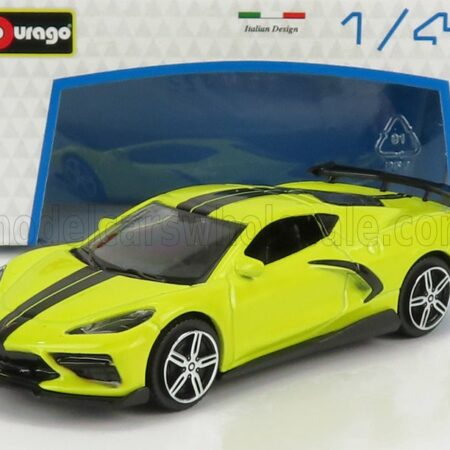 BURAGO 1/43 CHEVROLET | CORVETTE STINGRAY COUPE 2020 | YELLOW BLACK