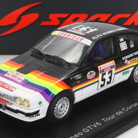 SPARK-MODEL 1/43 ALFA ROMEO | GTV6 N 53 RALLY TOUR DE CORSE 1982 Y.LOUBET - R.ALEMANY TOUTAFOND | BLACK WHITE