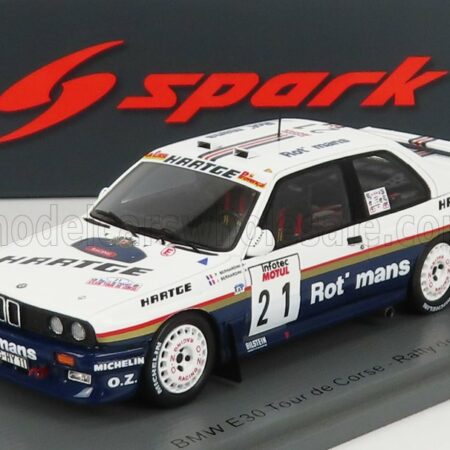 SPARK-MODEL 1/43 BMW | 3-SERIES (E30) N 21 RALLY TOUR DE CORSE 1989 P.BERNARDINI - J.BERNARDINI | WHITE BLUE