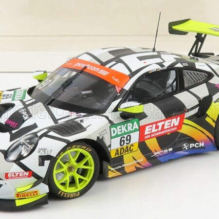 MINICHAMPS 1/18 PORSCHE | 911 991-2 GT3-R IRON FORCE BY RING POLICE TEAM N 69 ADAC GT MASTERS 2019 L.LUHR - M.HOLZER | WHITE BLACK YELLOW