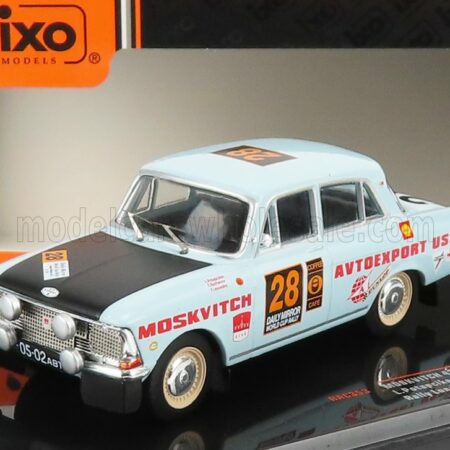 IXO-MODELS 1/43 MOSKVITCH | 412 N 28 RALLY LONDON - MEXICO 1970 L.POTAPCIKAS - Y.LESOVSKIY - E.BAZHENOV | LIGHT BLUE BLACK