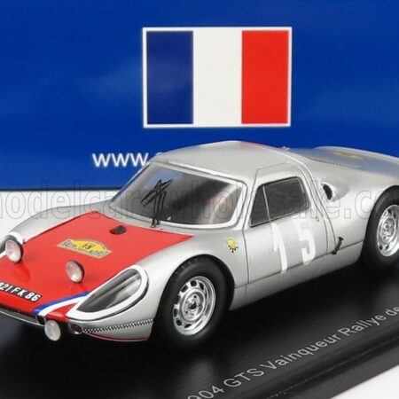 SPARK-MODEL 1/43 PORSCHE | 908 GTS N 15 WINNER RALLY ROUTES DU NORD 1966 R.BUCHET - J.FERRAND | SILVER RED