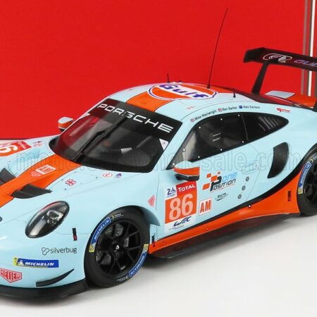 IXO-MODELS 1/18 PORSCHE | 911 991 RSR 4.0L TEAM GULF RACING N 86 24h LE MANS 2018 MICHAEL WAINWRIGHT - BEN BARKER - ALEX DAVISON | LIGHT BLUE ORANGE