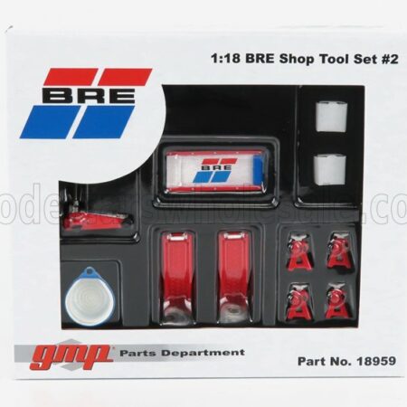 GMP 1/18 ACCESSORIES | SET OFFICINA GARAGE TOOL SET BRE | RED WHITE BLUE