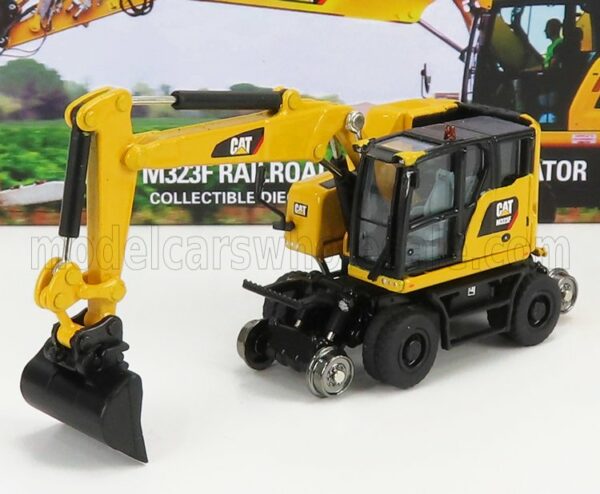 DM-MODELS 1/87 CATERPILLAR | CATM323F ESCAVATORE GOMMATO SU ROTAIE FERROVIARIE - TRACTOR HYDRAULIC EXCAVATOR SCRAPER | YELLOW BLACK