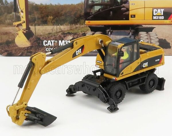 DM-MODELS 1/87 CATERPILLAR | CATM318D ESCAVATORE GOMMATO - TRACTOR HYDRAULIC EXCAVATOR SCRAPER | YELLOW BLACK