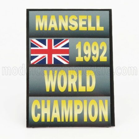 CARTRIX 1/18 ACCESSORIES | F1  WORLD CHAMPION PLATE PIT BOARD - WILLIAMS FW14B RENAULT N 5 SEASON 1992 NIGEL MANSELL | GREY BLACK YELLOW