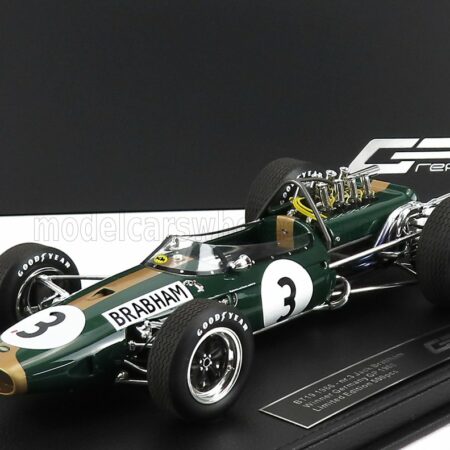 GP-REPLICAS 1/18 BRABHAM | F1  BT19 N 3 WINNER GERMANY GP JACK BRABHAM 1966 WORLD CHAMPION - CON VETRINA - WITH SHOWCASE | GREEN GOLD