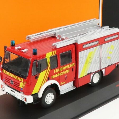 IXO-MODELS 1/43 MERCEDES BENZ | LF16/12 DUOBLE CABINE TRUCK FEUERWEHR HANNOVER 1995 | RED WHITE SILVER