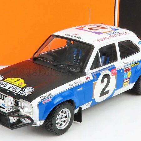 IXO-MODELS 1/18 FORD ENGLAND | ESCORT MKI RS 1600 (night version) N 2 RALLY SAFARI 1973 R.CLARK - J.PORTE | WHITE BLUE BLACK