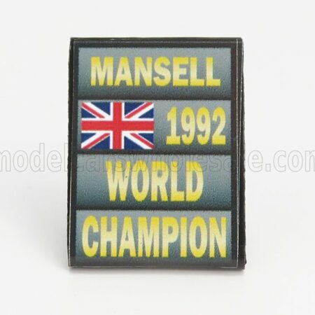 CARTRIX 1/43 ACCESSORIES | F1  WORLD CHAMPION PLATE PIT BOARD - WILLIAMS FW14B RENAULT N 5 SEASON 1992 NIGEL MANSELL | GREY BLACK YELLOW