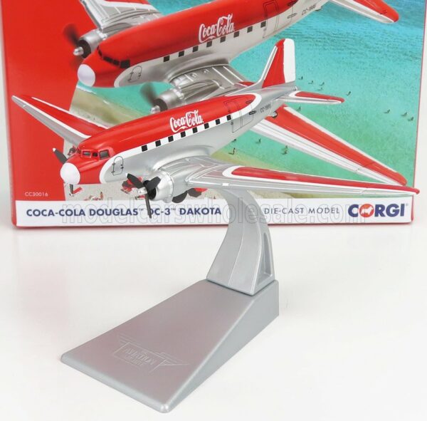 CORGI 1/144 DOUGLAS | DAKOTA DC-3 AIRPLANE COCA-COLA 1941 | RED WHITE SILVER