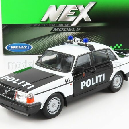 WELLY 1/24 VOLVO | 240 GL POLITI NORWAY POLICE 1986 | BLACK WHITE