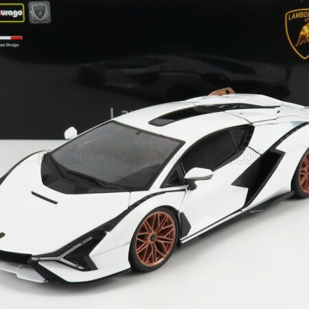 BURAGO 1/18 LAMBORGHINI | SIAN FKP 37 HYBRID 2020 | WHITE BLACK