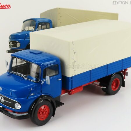 SCHUCO 1/18 MERCEDES BENZ | L911 TRUCK TELONATO 1966 | BLUE BEIGE