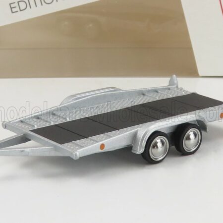 SCHUCO 1/64 ACCESSORIES | CARRELLO TRASPORTO AUTO 2-ASSI - CAR TRANSPORTER TRAILER - CAR NOT INCLUDED | SILVER BLACK