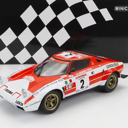 MINICHAMPS 1/18 LANCIA | STRATOS HF N 2 WINNER RALLY TOUR DE CORSE 1974 JEAN CLAUDE ANDRUET - MICHELE PETIT BICHE | RED WHITE