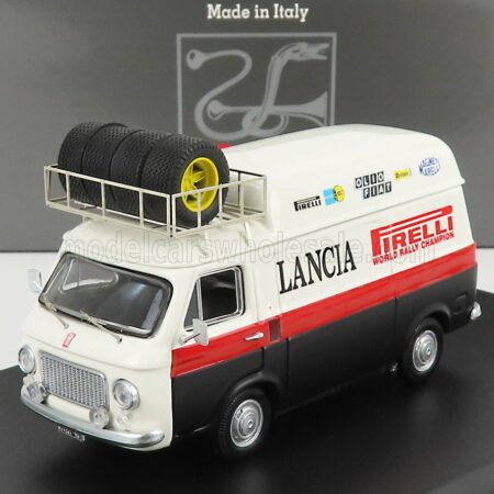 RIO-MODELS 1/43 FIAT | 238 VAN TETTO ALTO CON PORTAPACCHI - HIGH ROOF WITH RACK - ASSISTENZA RALLY LANCIA 1973 | WHITE RED BLACK