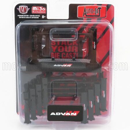 M2-MACHINES 1/64 ACCESSORIES | SET 5X ADVAN GARAGE SET OFFICINA - PONTE SOLLEVATORE AUTO - FOUR POST LIFT | BLACK