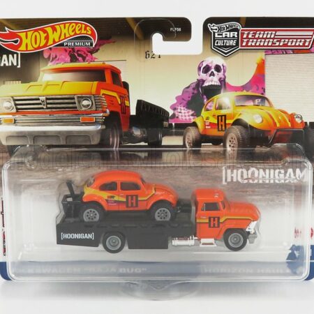 MATTEL HOT WHEELS 1/64 VOLKSWAGEN | HORIZON TRUCK WITH BAJA BEETLE 1955 | ORANGE BLACK