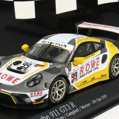 MINICHAMPS 1/43 PORSCHE | 911 991-2 TEAM ROWE RACING N 99 7th 24h SPA 2019 D.OLSEN - M.CAMPBELL - D.WERNER | GREY WHITE YELLOW